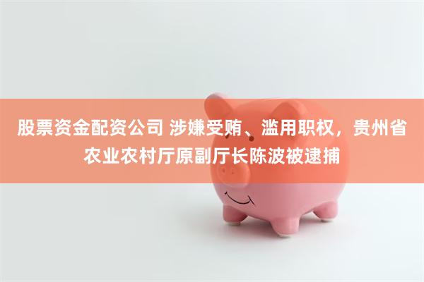 股票资金配资公司 涉嫌受贿、滥用职权，贵州省农业农村厅原副厅长陈波被逮捕