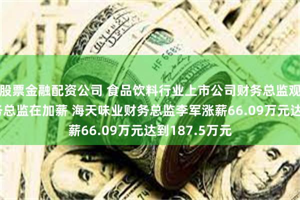 股票金融配资公司 食品饮料行业上市公司财务总监观察：67位财务总监在加薪 海天味业财务总监李军涨薪66.09万元达到187.5万元